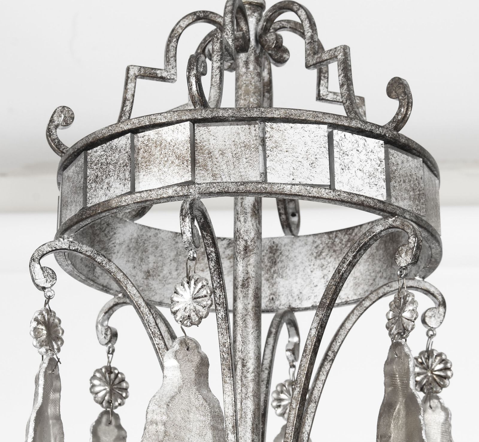 Vintage Silvered Bronze & Mirrored Chandelier Late 20th Century photo buy