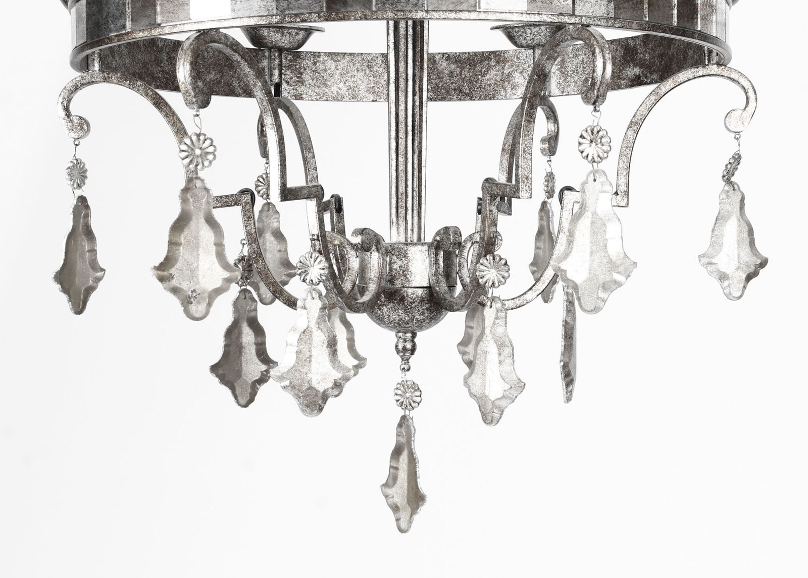 Vintage Silvered Bronze & Mirrored Chandelier Late 20th Century photo vintage
