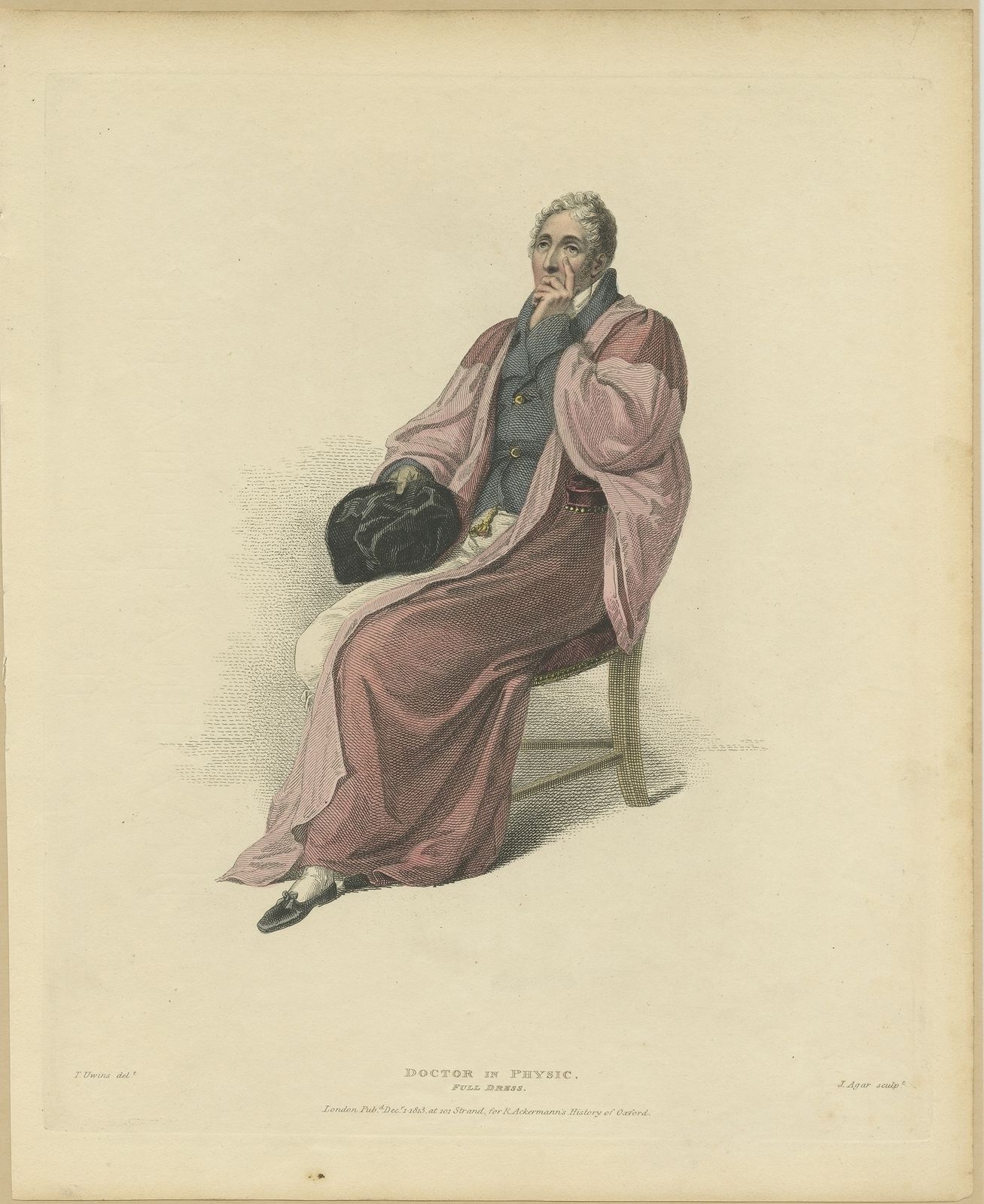 Antique Print Of A Doctor In Physic In Full Dress By Ackermann (1813)