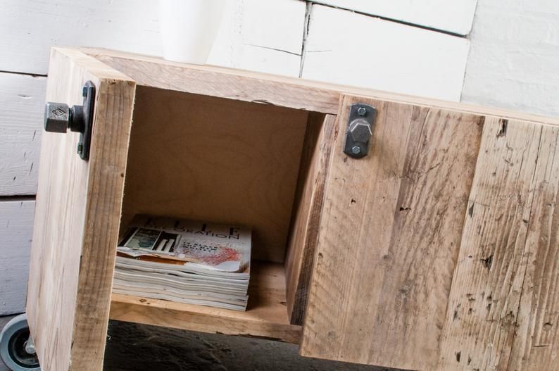 Josh Long Low 4 Door Reclaimed Scaffolding Board Media Unit With Steel Handles photo 1495.0