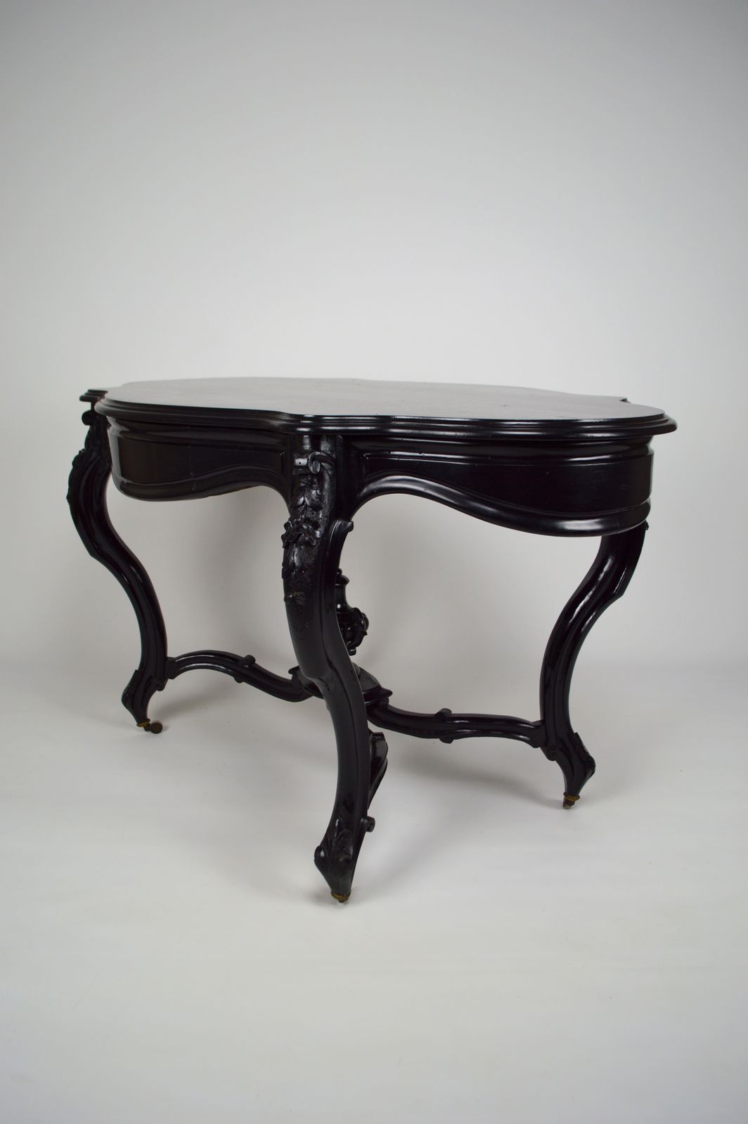 Antique Game Table And Two Chairs Set, Ebonised Wood, France, Napoleon III Style photo 2100.0
