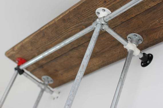 Belle Reclaimed Scaffolding Board And Galvanised Steel Pipe Industrial Open Wardrobe/Dressing Room System With Powder Coated Fittings photo Furniture