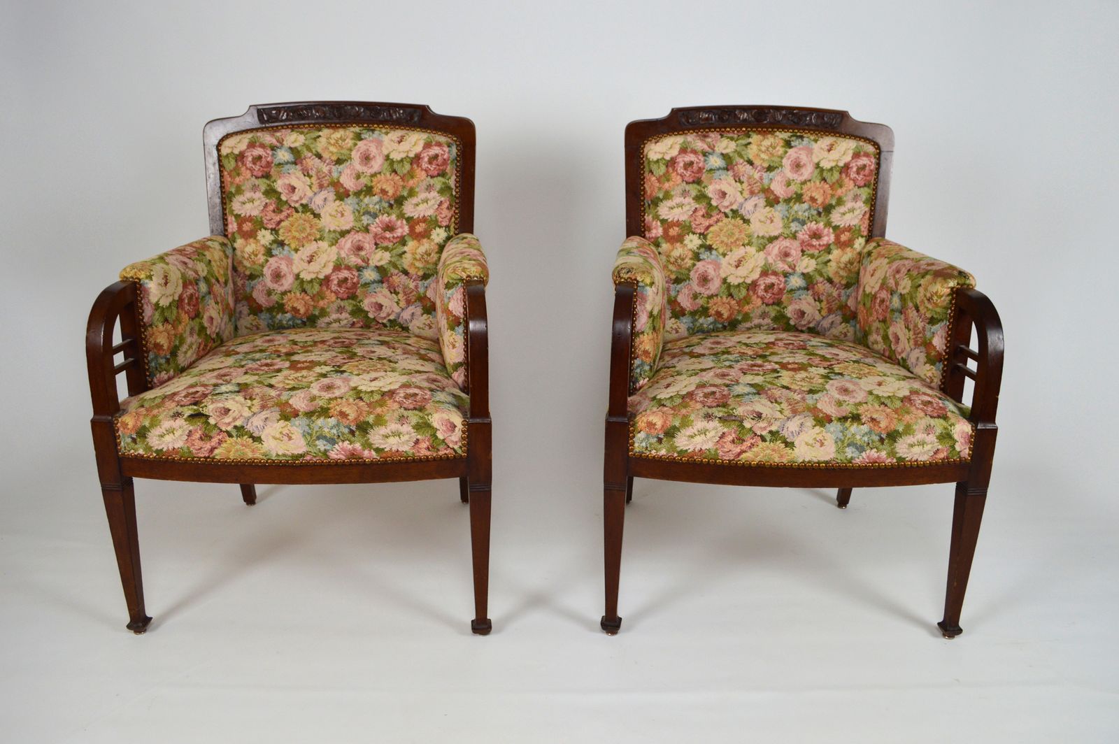 photo for sale Art Nouveau Salon Set In Carved Mahogany On A Floral Theme, Circa 1900