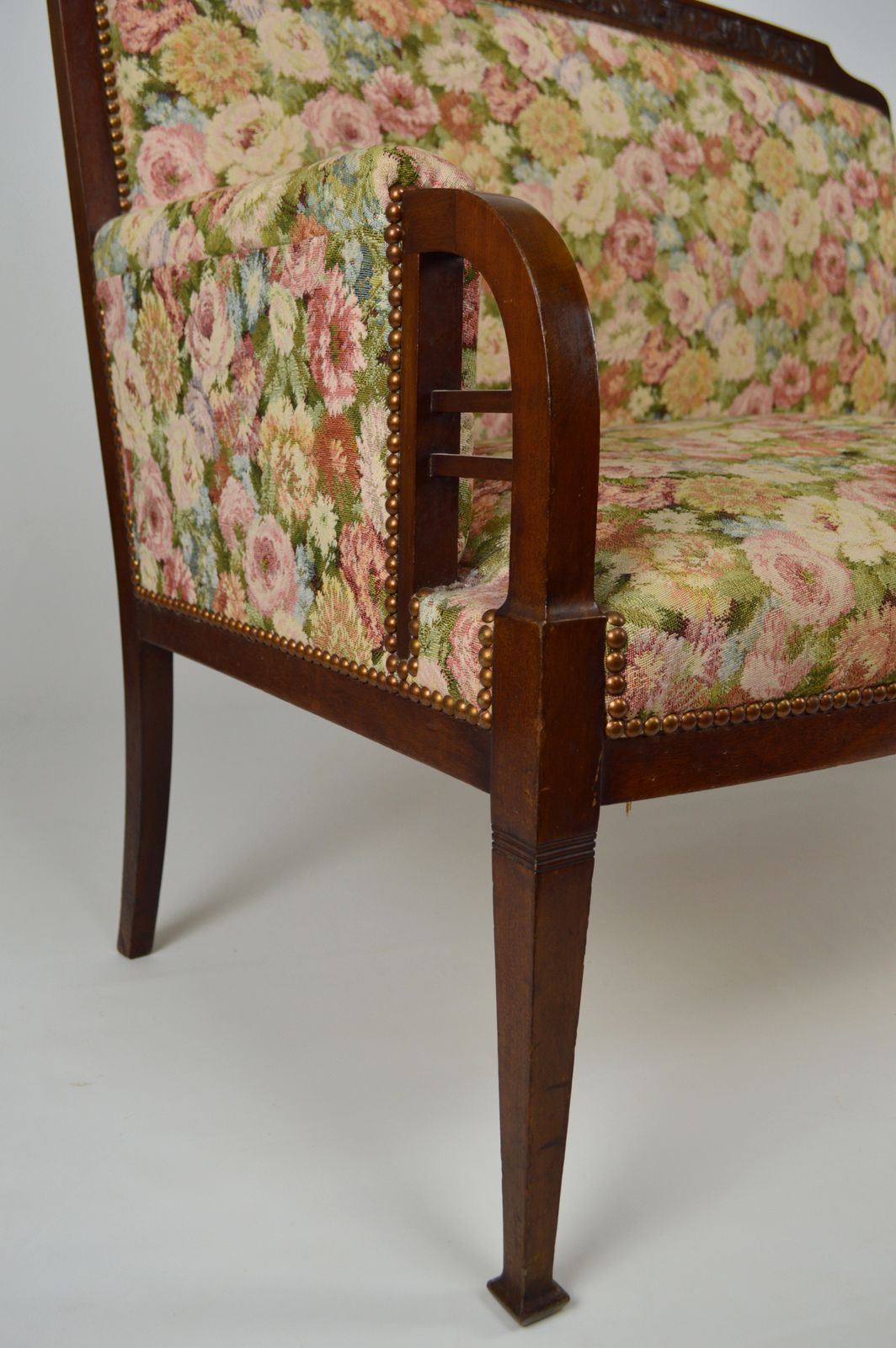 Art Nouveau Salon Set In Carved Mahogany On A Floral Theme, Circa 1900 photo vintage