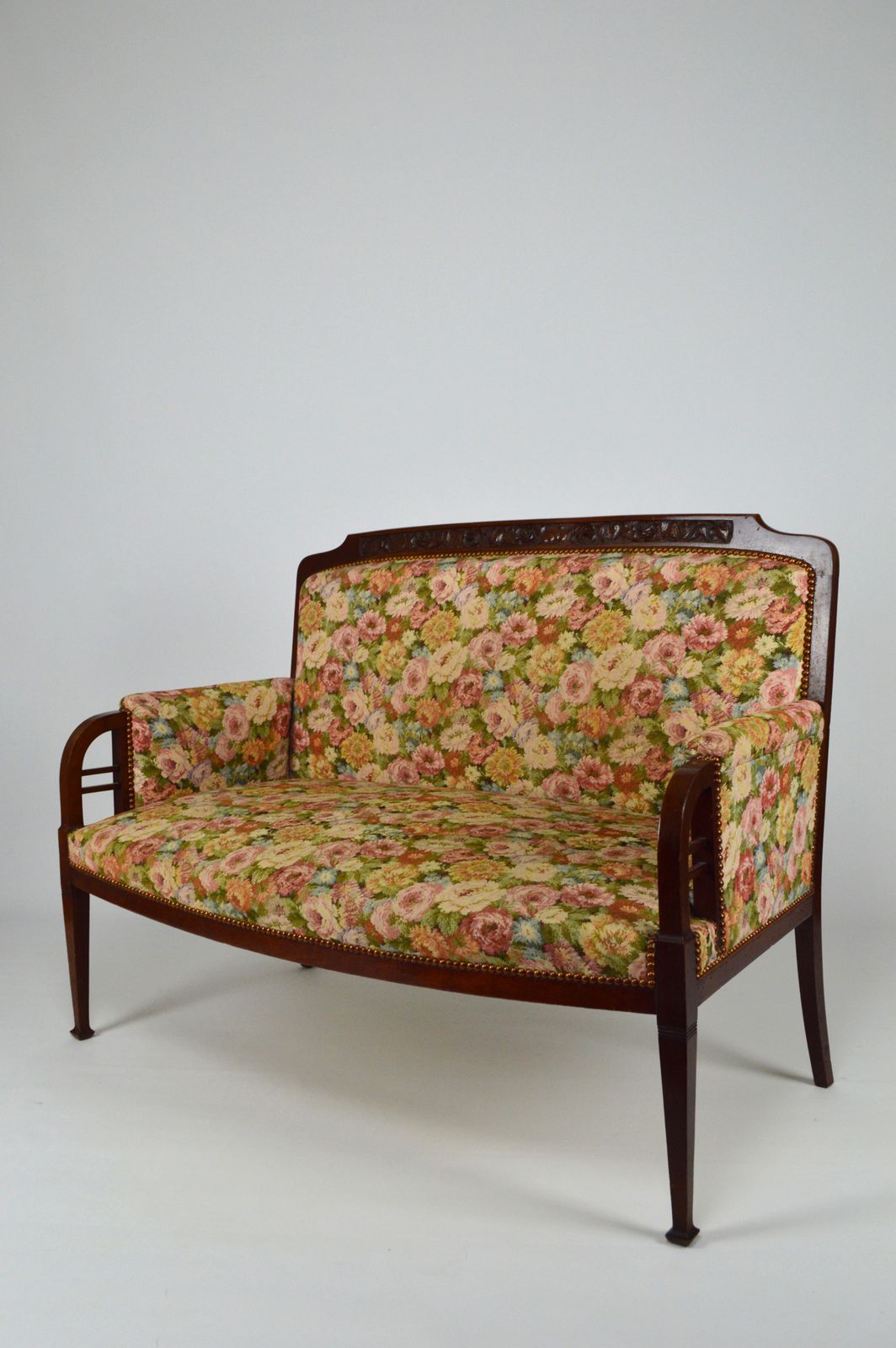Art Nouveau Salon Set In Carved Mahogany On A Floral Theme, Circa 1900 photo for sale
