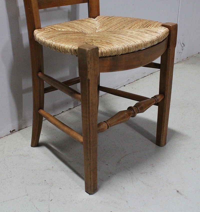 photo for sale Suite Of 6 Chairs Strawed Blond Cherry   2nd Half Of The Nineteenth