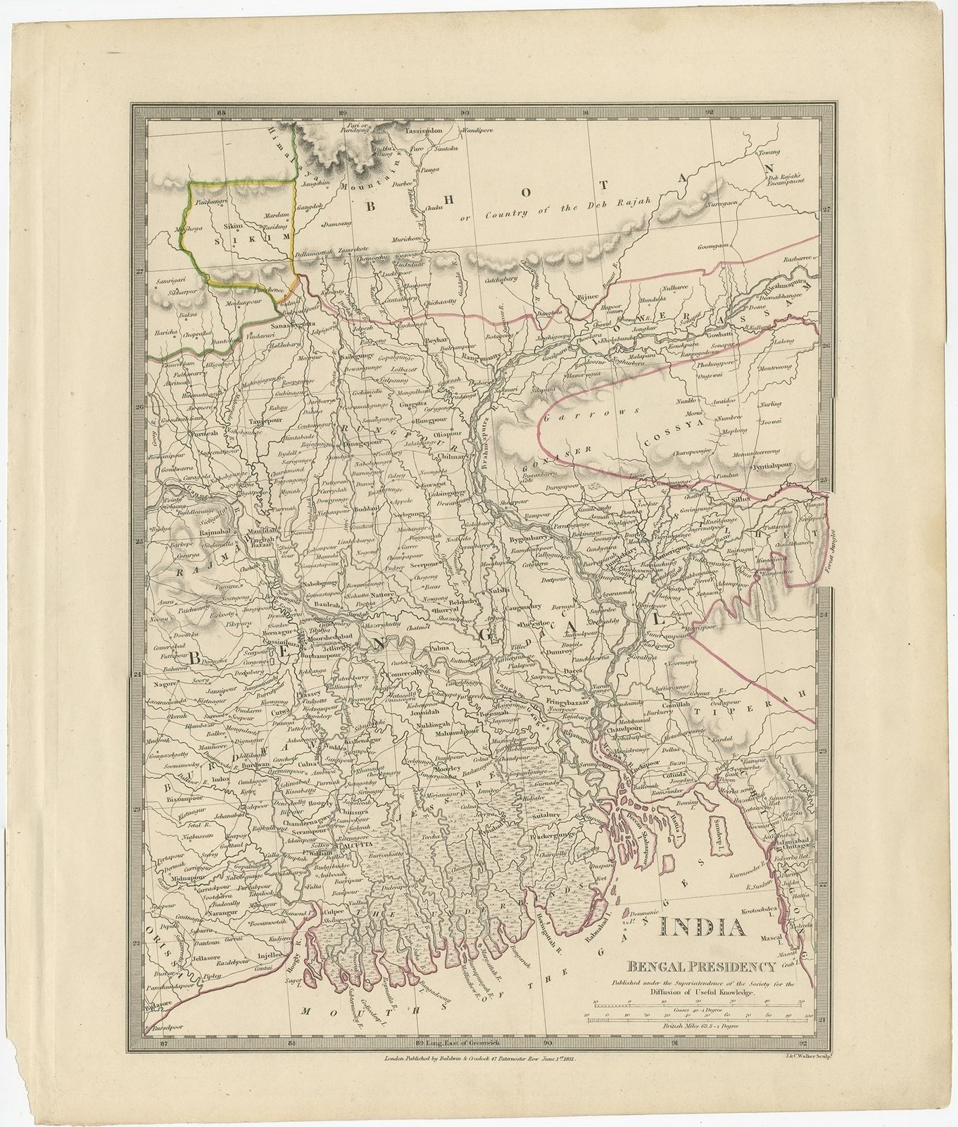 Pl. 8 Antique Map Of Part Of The Bengal Presidency By Walker (1831)