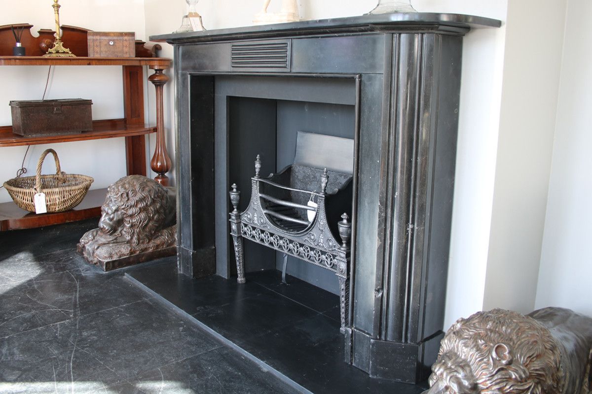 Large Antique Early 19th Century Georgian Black Marble Fireplace Surround photo furniture