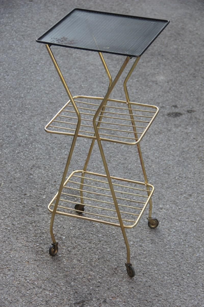 Black And Gold Brass Midcentury French Selve Gueridon Style Mathieu Matégot photo buy