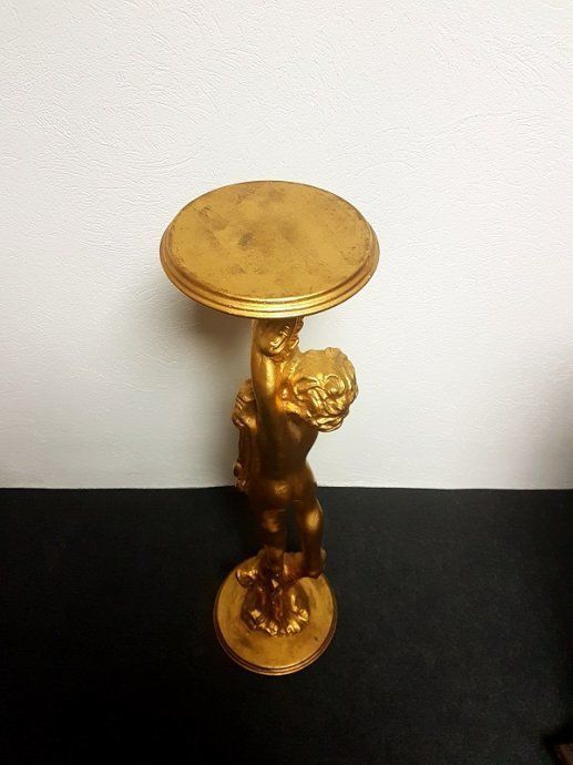 Gold Wooden Pillar With Angel Motif photo vintage