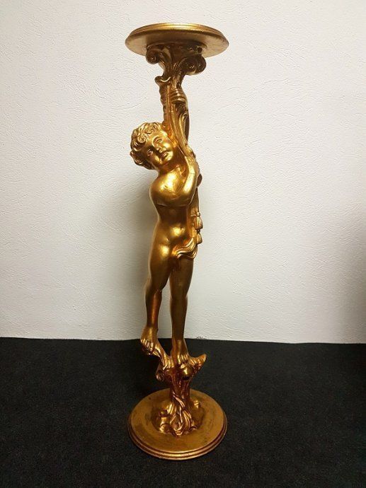 photo for sale Gold Wooden Pillar With Angel Motif