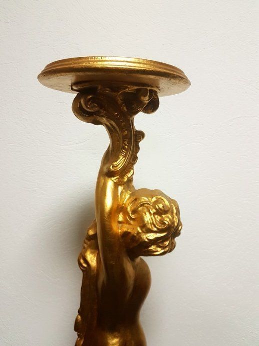 Art Gold Wooden Pillar With Angel Motif photo