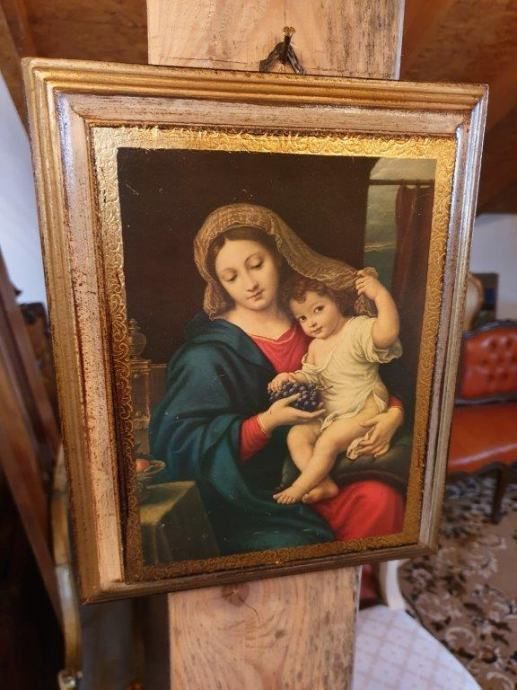 Wooden Fresco With Religious Motifs, Mother With Child photo vinterior