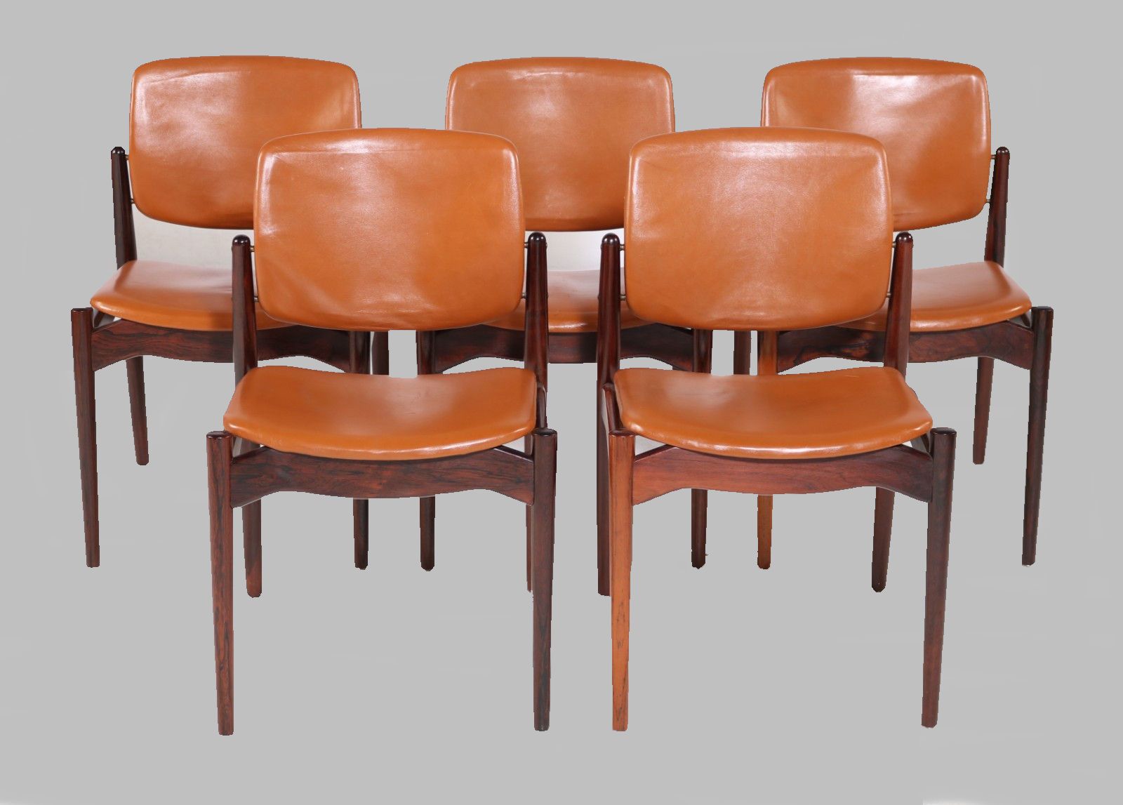 Set Of Five Erik Buch Refinished Dining Chairs In Rosewood, Inc. Reupholstery