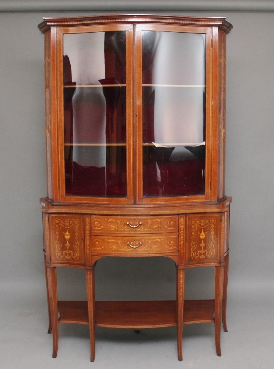 19th Century Inlaid Mahogany Display Cabinet photo furniture