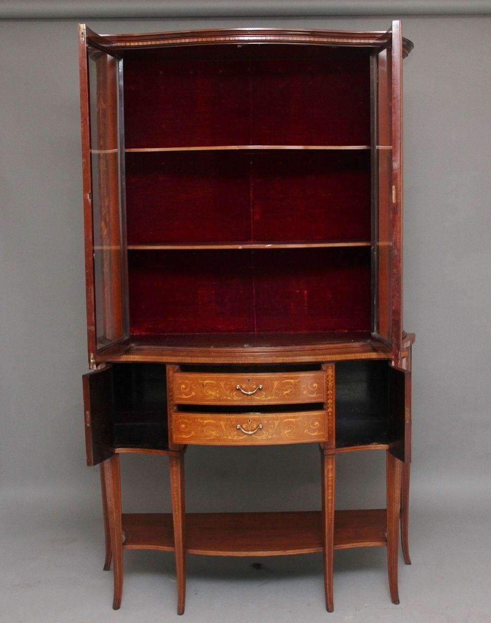 19th Century Inlaid Mahogany Display Cabinet photo Furniture
