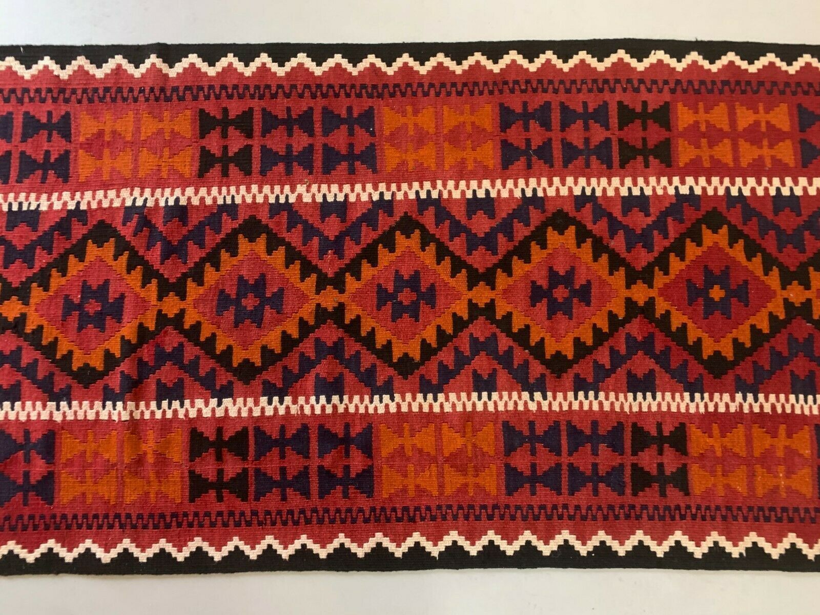 Afghan Narrow Kilim Runner 384x94 Cm, Shabby Chic, Vintage Decor Kelim Rug photo Textiles