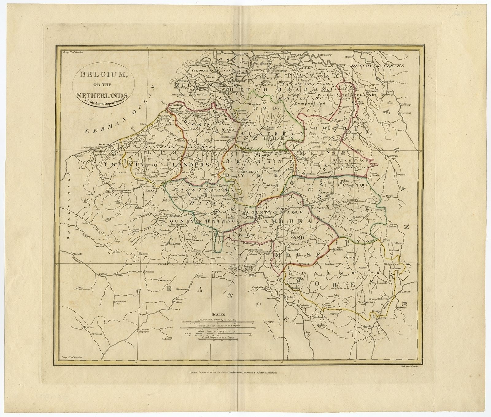 Antique Map Of Belgium And Part Of The Netherlands By Neele (1810)