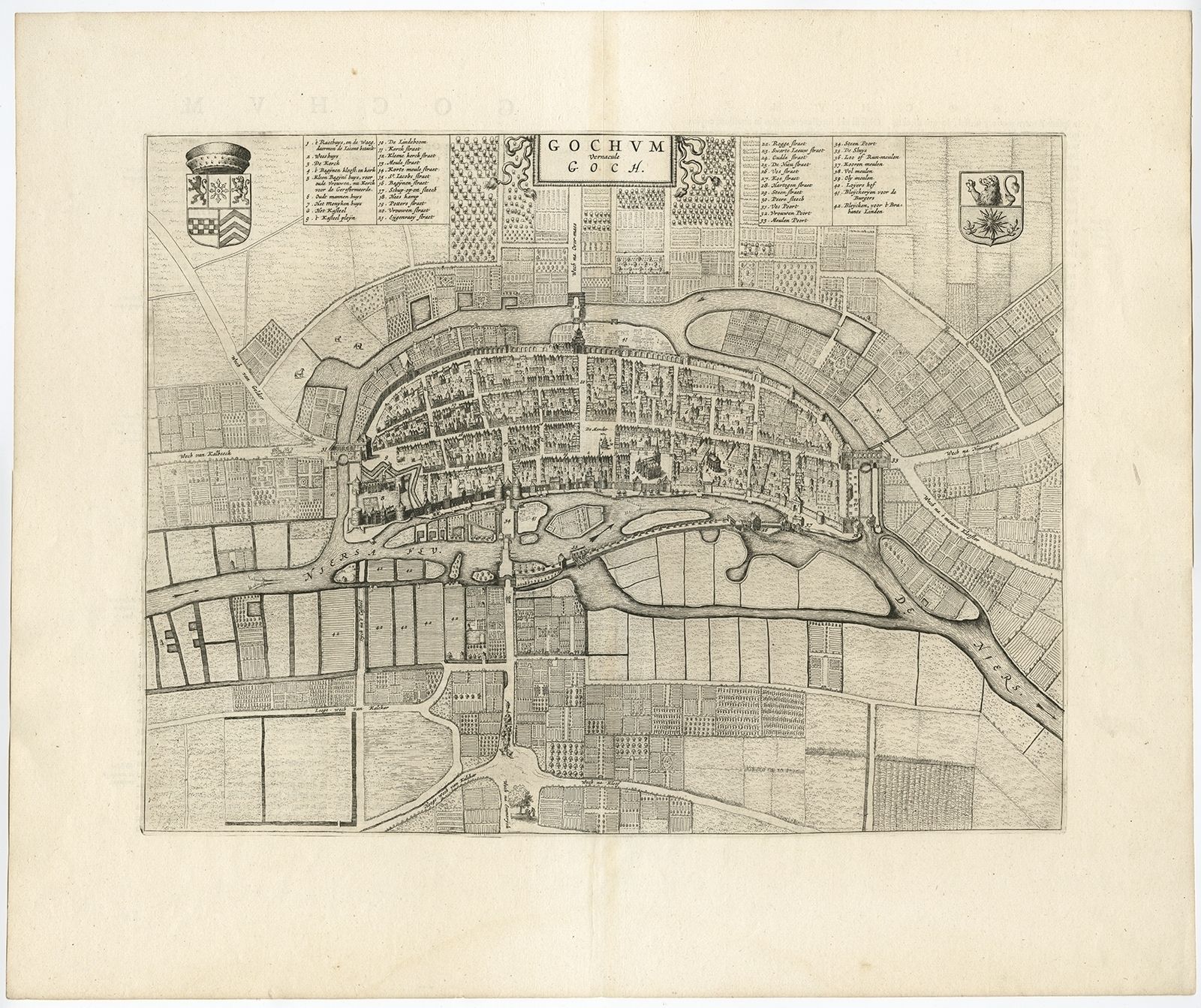 Antique Map Of The City Of Goch By Blaeu (1649)