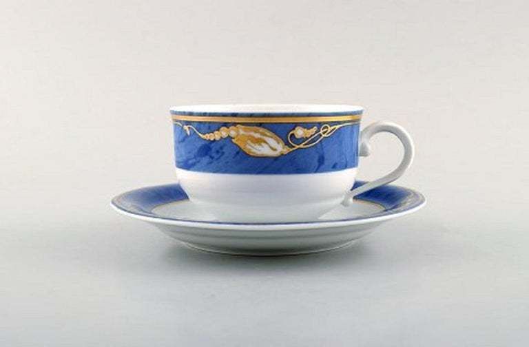 Royal Copenhagen, Set Of Six "Magnolia" Tea Cups With Saucers And Six Plates photo furniture