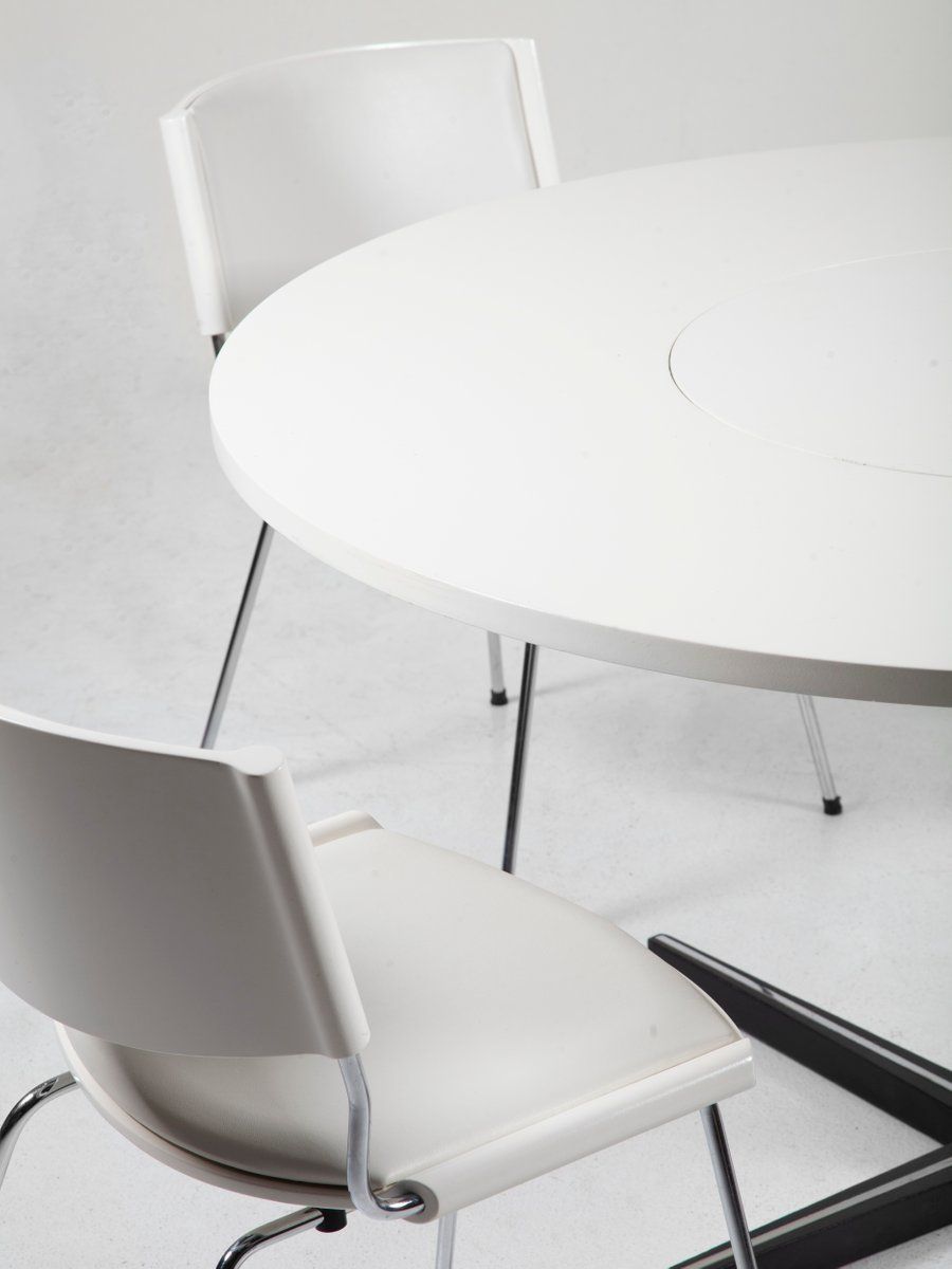 Danish Pedestal Dining Table And Model Nd150 Badminton Chairs By Nanna Ditzel For Kolds Savvaerk, 1950s, Set Of 5 photo furniture
