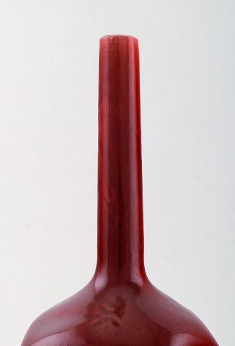 Rörstrand, Sweden, Early Vase With Narrow Neck In Glazed Faience, Circa 1900 photo for sale