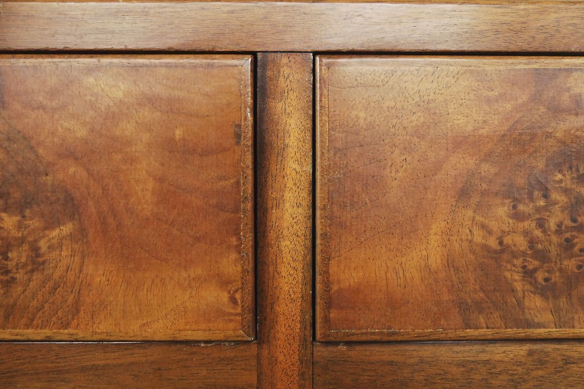 Antique Walnut And Burl Swedish Buffet With Glass Vitrine, 1940s photo 2766.0