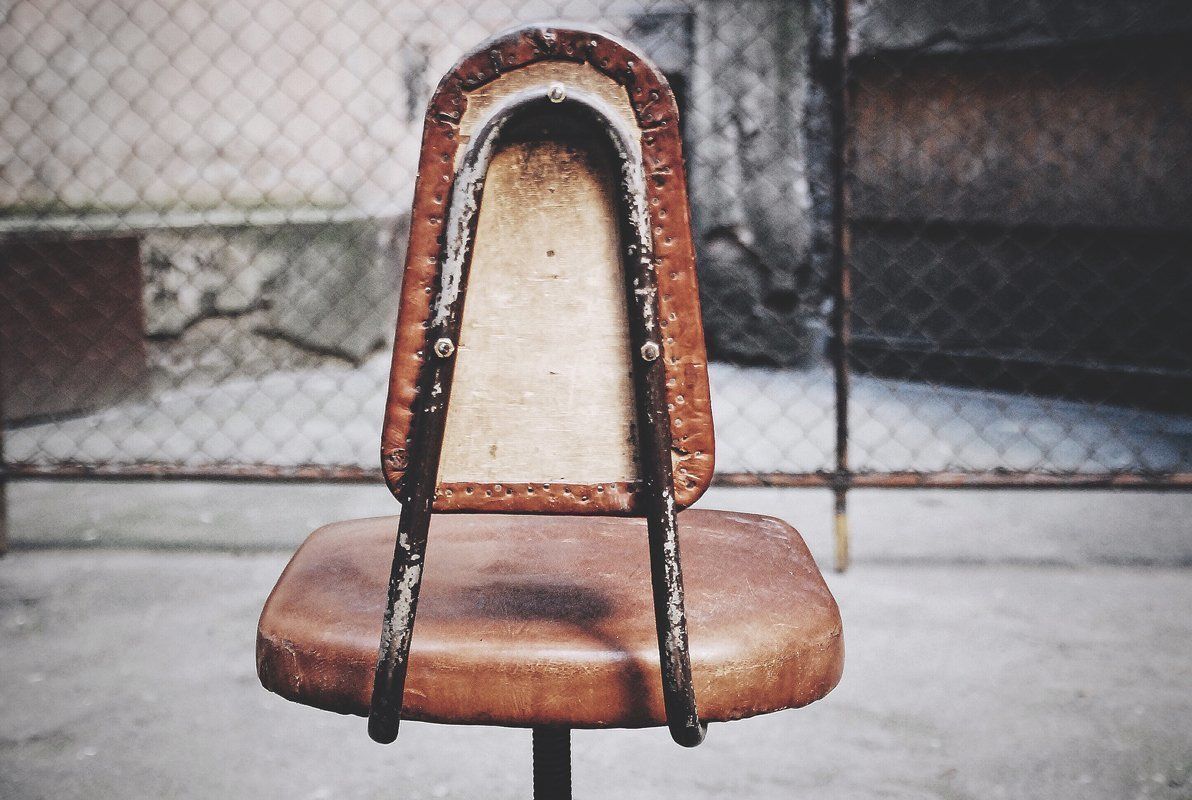 American Industrial Leather Swivel Chair, 1930s photo for sale