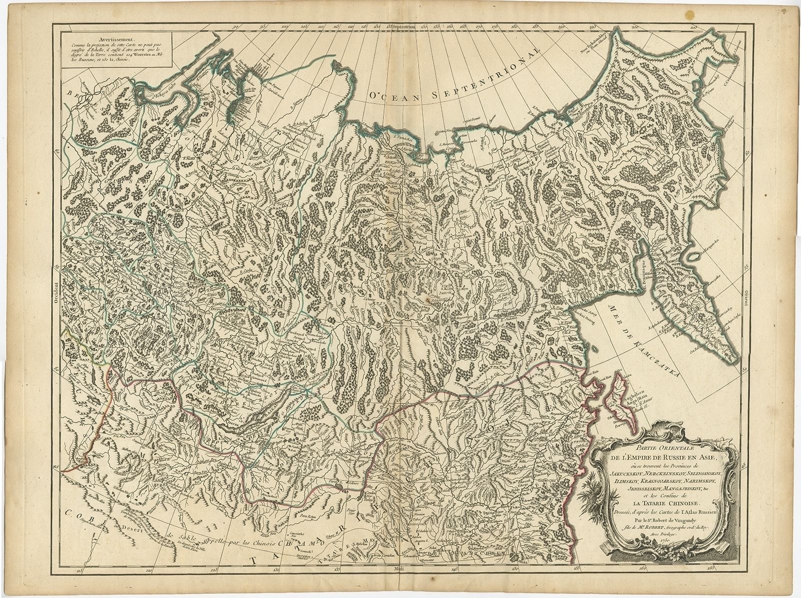 Antique Map Of The Russian Empire In Asia By Vaugondy (1750)