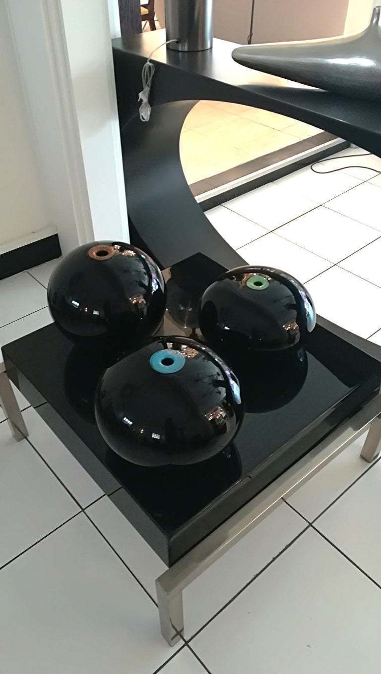 4002.0 Paolo Crepax Set Of Three Murano Glass Vases Signed photo