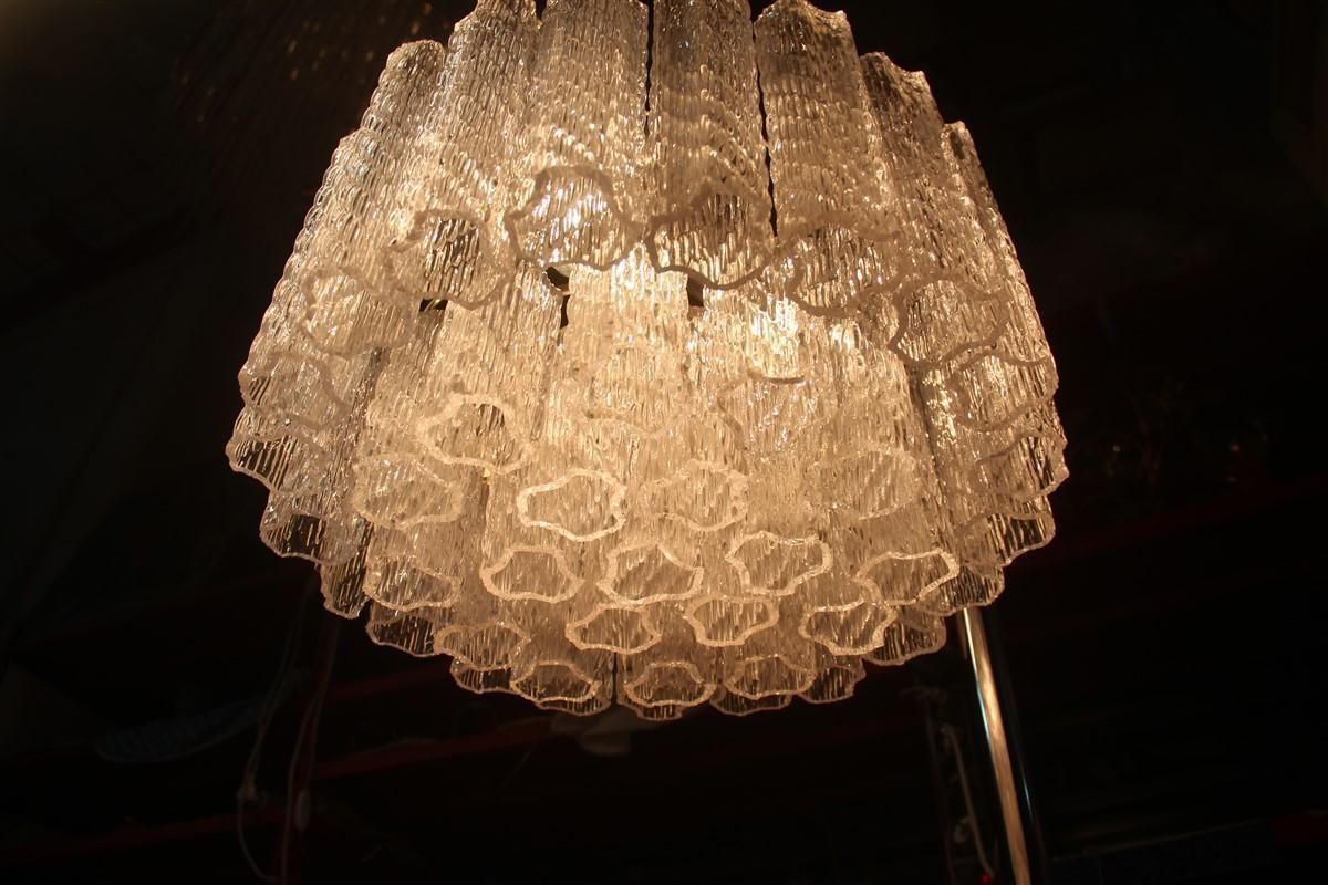 photo furniture Round Pair Of Ceiling Lamp Venini Ice Glass 1960 Triangolar Tubes Italian Design
