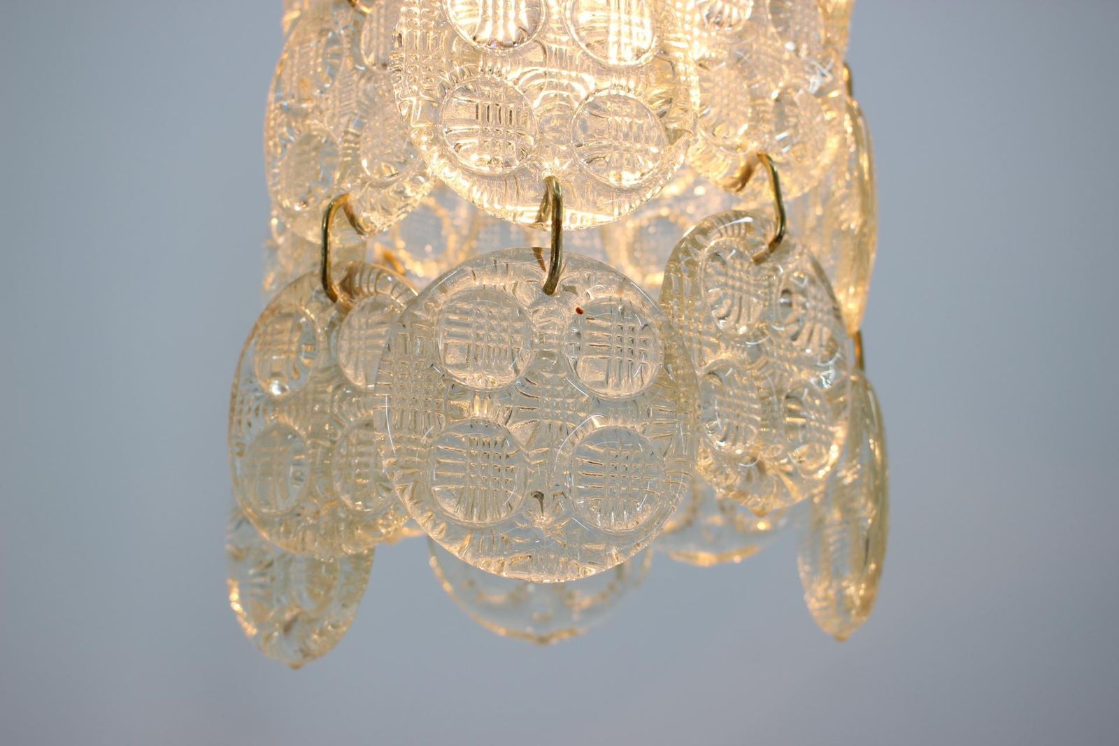 Design Brass And Glass Pendant / Chandelier By Zelezny Brod   1970s photo Lighting