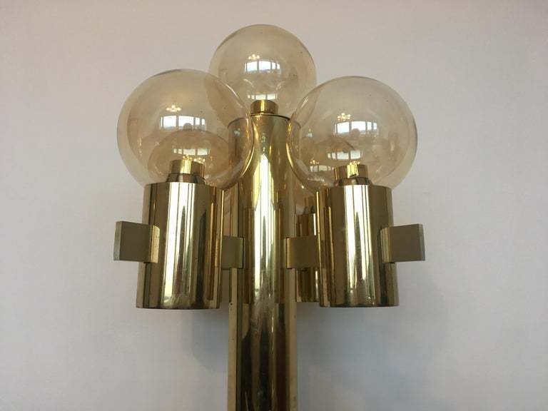 Mid Century Brass Floor Lamp By Gaetano Sciolari, Murano Glass / Italy   1970s photo furniture