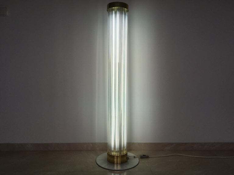 Very Rare Mid Century Glass Brass Floor Lamp Kamenicky Senov/Preciosa   1960s photo for sale