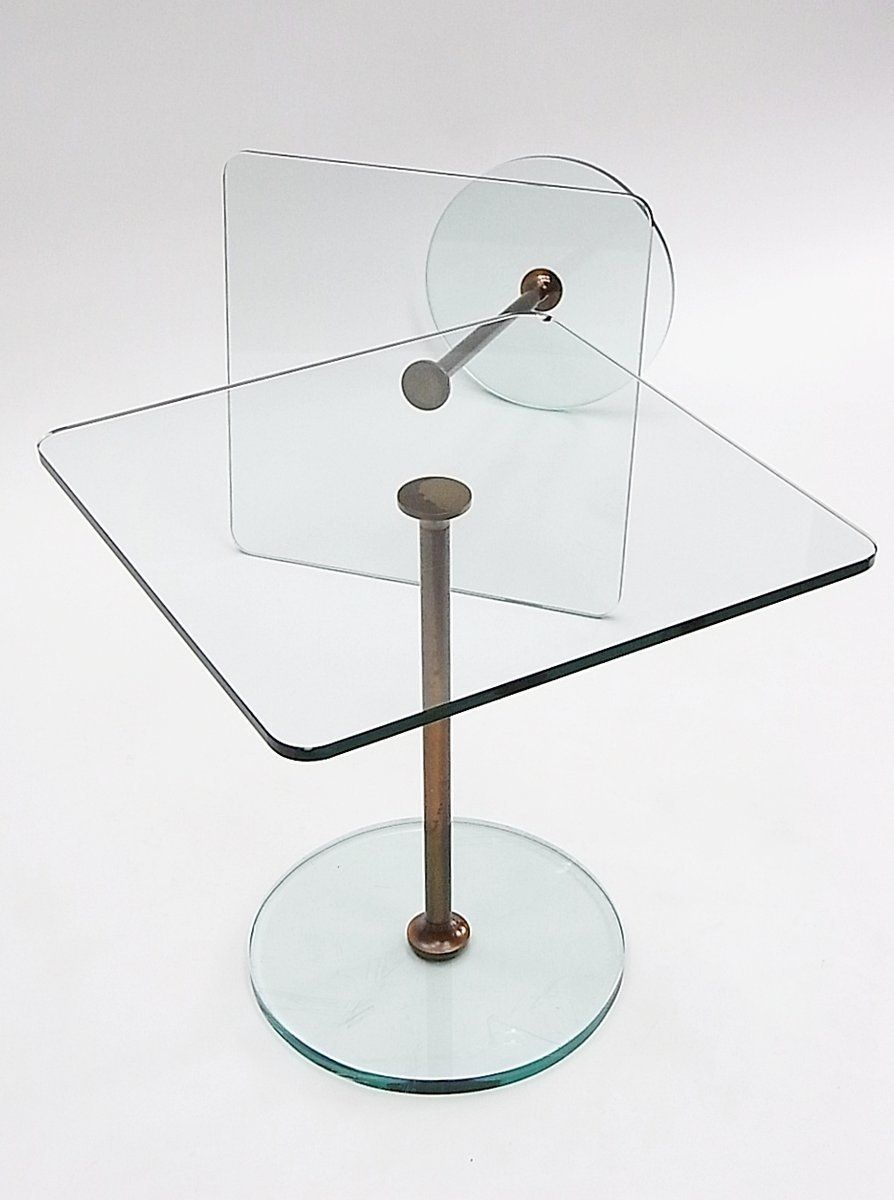 Glass & Brass Side Tables By Fontana Arte (Attr.) 1960s, Set Of 2