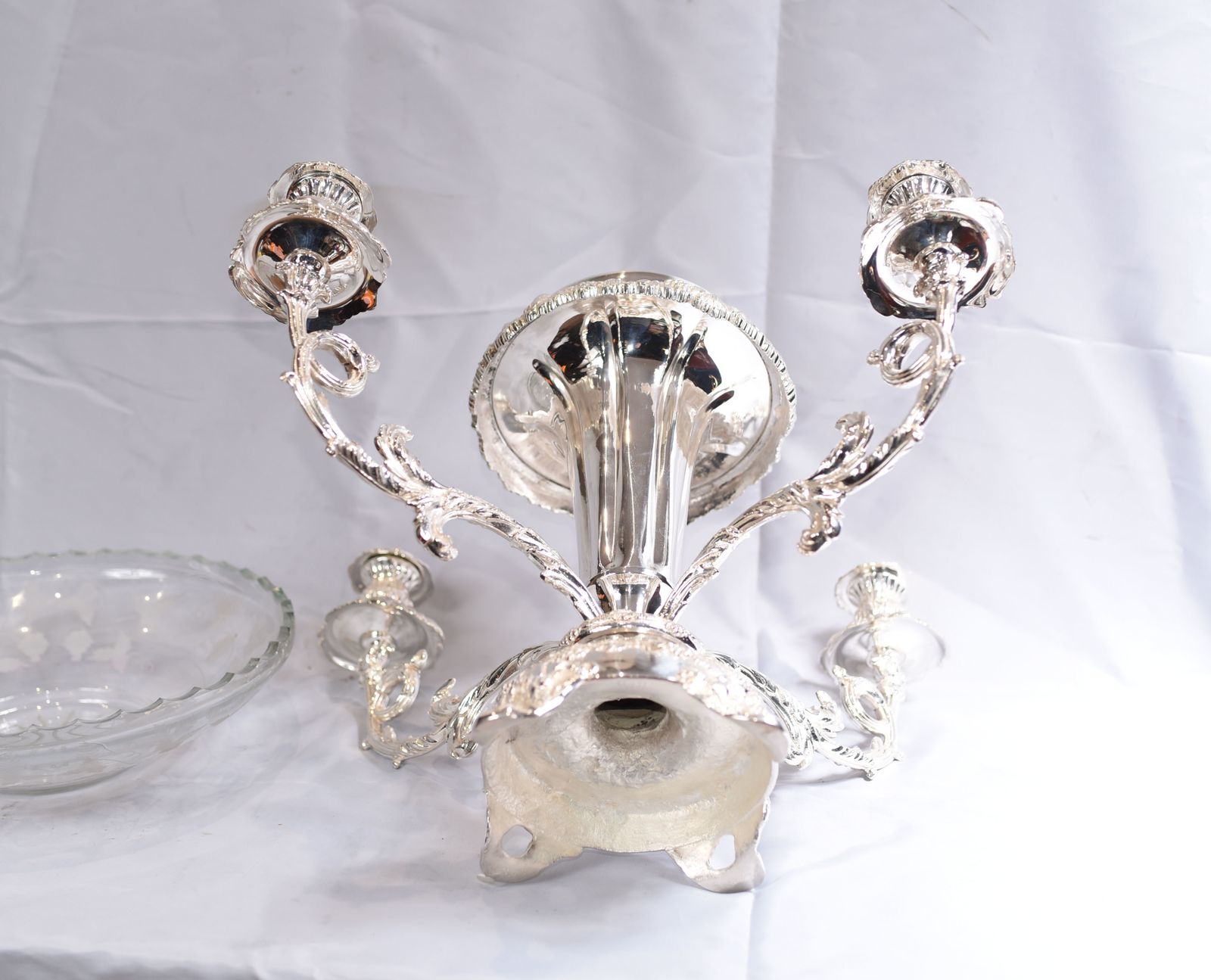 Home Decor Sheffield Silver Plate Candelabra Centrepiece   Plated English Epergne photo