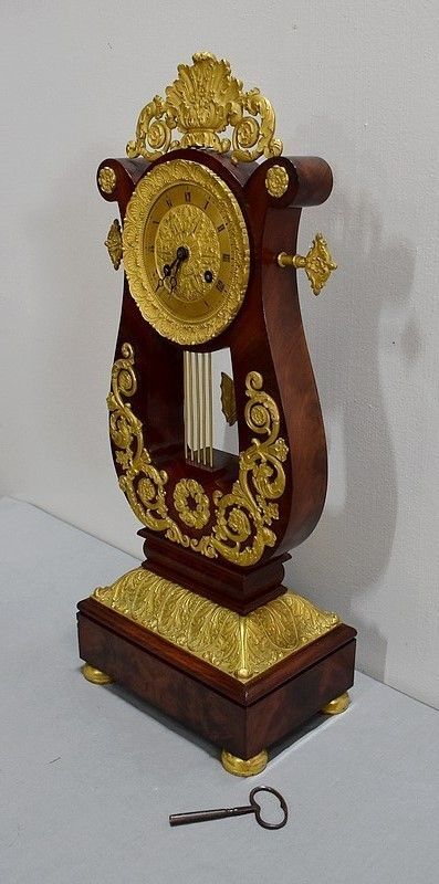 Pendulum Lyre In Mahogany And Gilt Bronze, Empire Period   Early 19th Century photo for sale