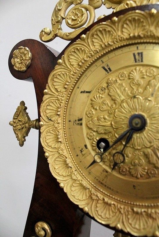 Home Decor Pendulum Lyre In Mahogany And Gilt Bronze, Empire Period   Early 19th Century photo
