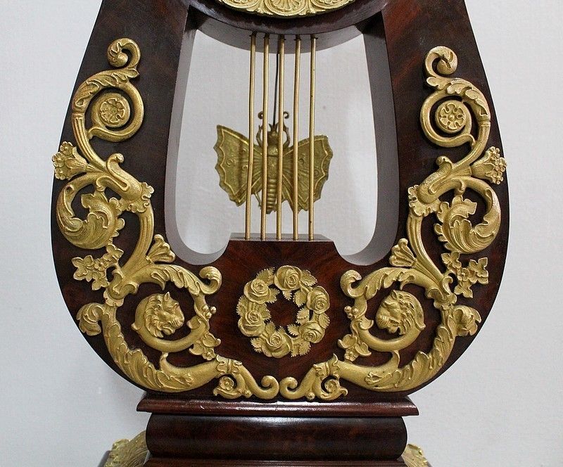 photo vinterior Pendulum Lyre In Mahogany And Gilt Bronze, Empire Period   Early 19th Century