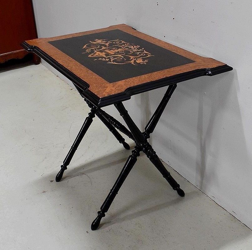 Small Inlaid Folding Table, Napoleon III Period  Xi Xth photo for sale