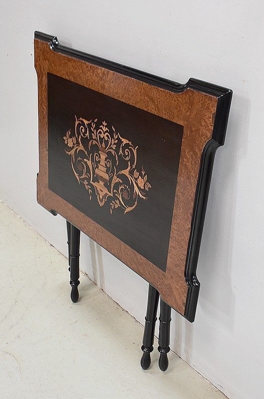 Small Inlaid Folding Table, Napoleon III Period  Xi Xth photo Furniture