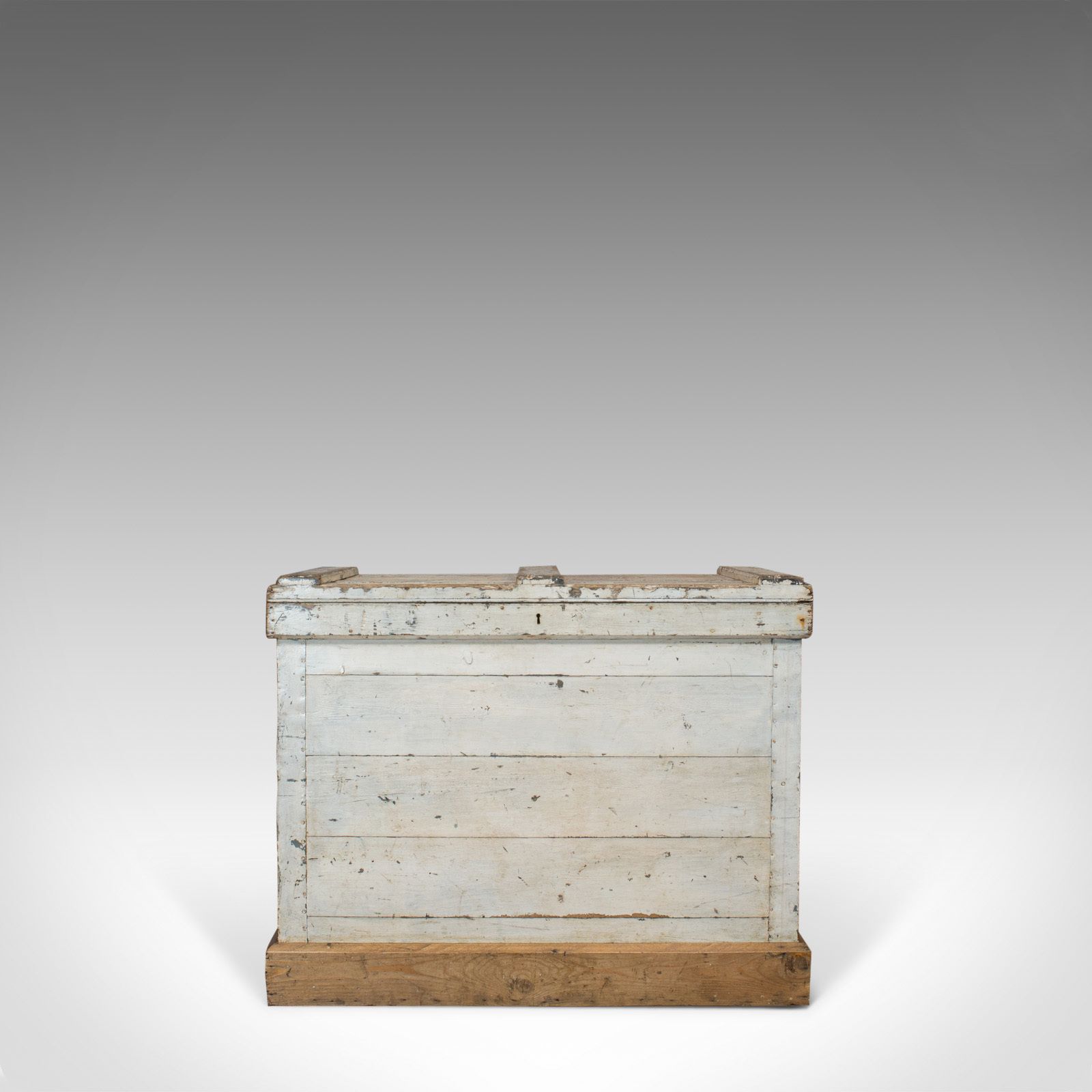 photo for sale Antique Travel Trunk, English, Pine, Zinc Lined, Carriage Chest, Victorian