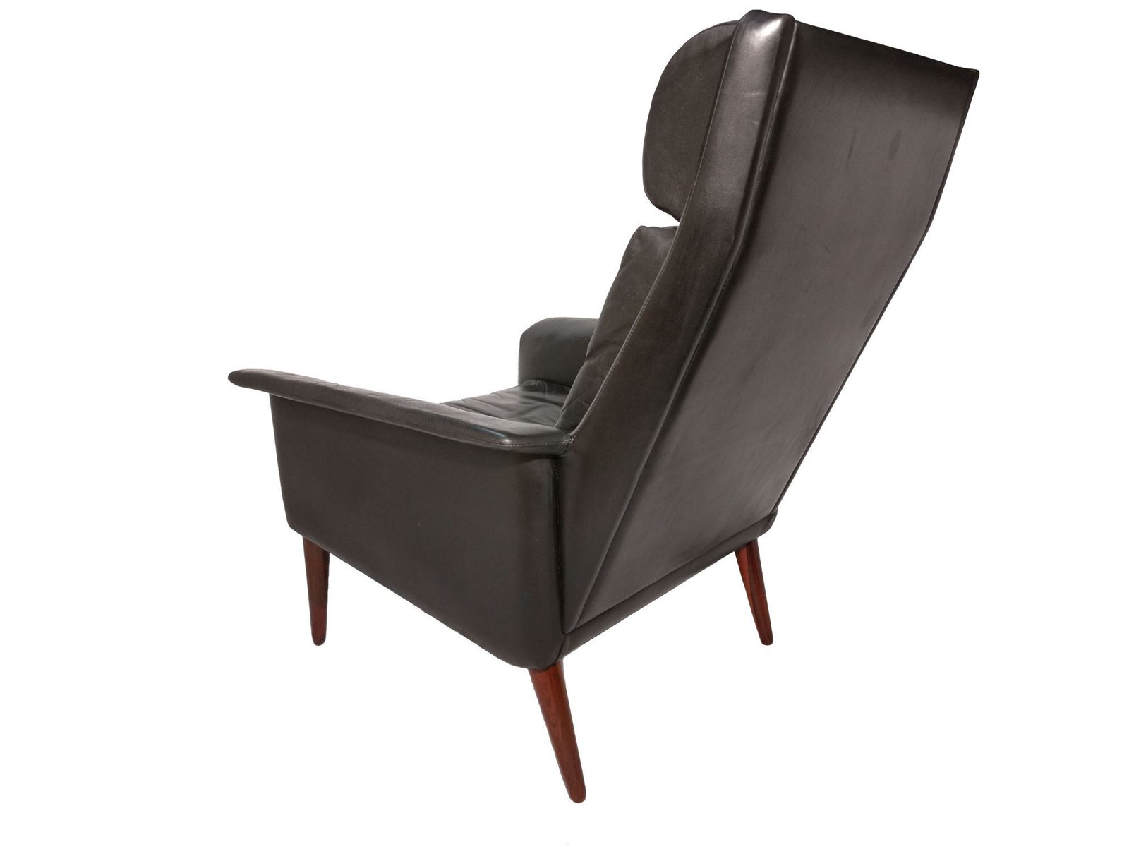 A High Back Leather And Rosewood Armchair In The Manner Of Arne Vodder For Fritz Hansen photo furniture