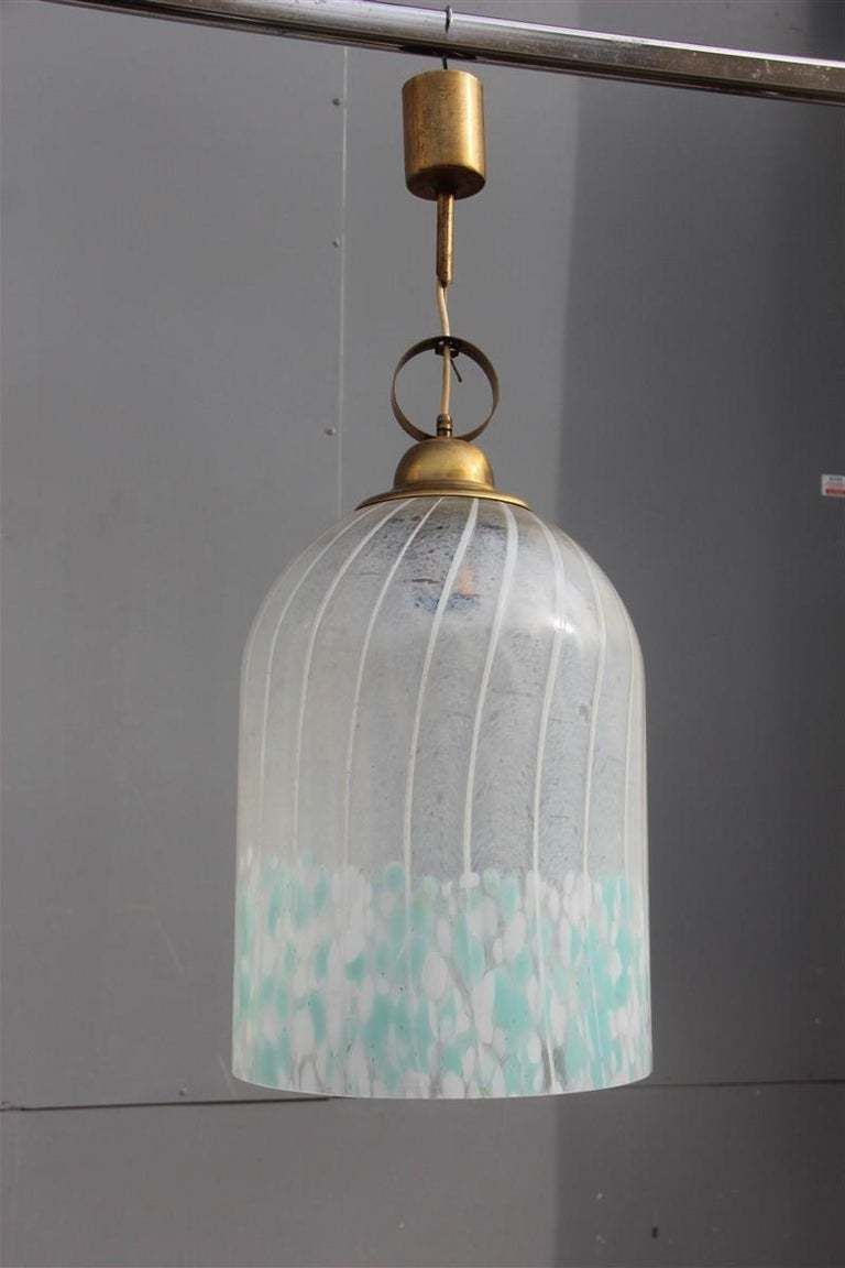 Round Bell Ceiling Lamp Vistosi Murrina Murano 1960 Brass Satin Heavenly White photo buy