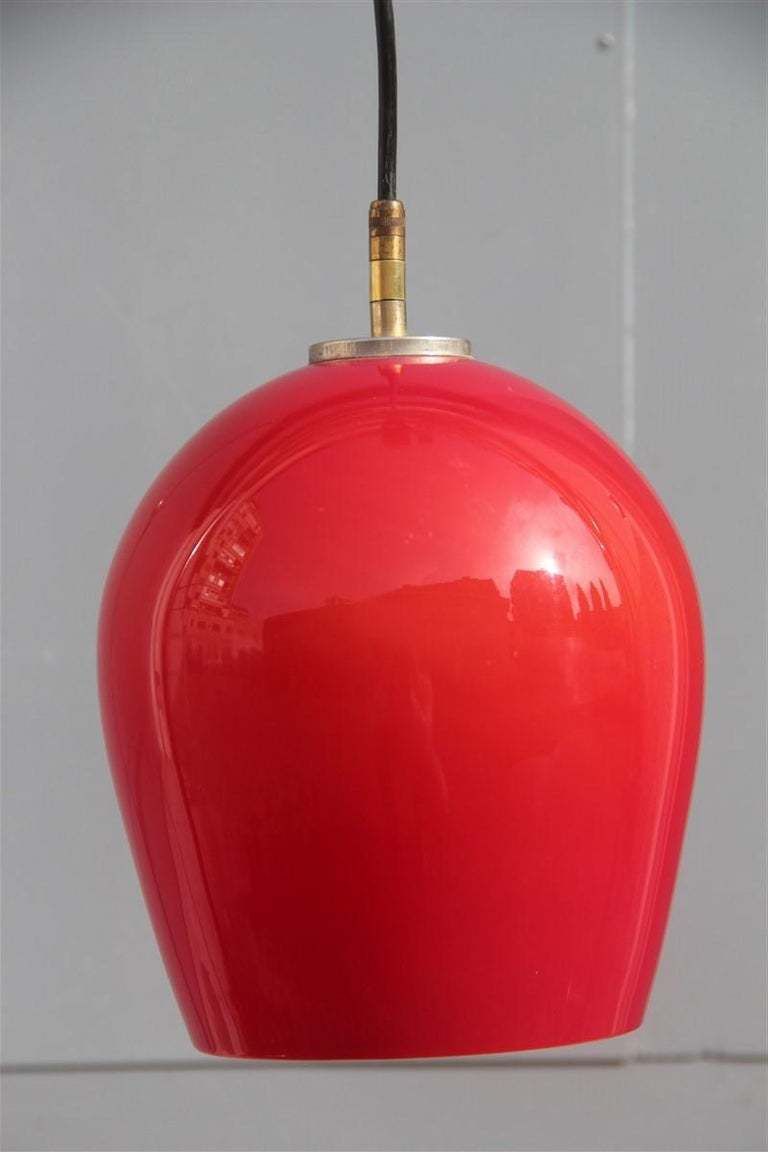 Vistosi Round Small Midcentury Italian Chandelier Ruby Red, 1950s photo for sale