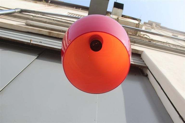 Vistosi Round Small Midcentury Italian Chandelier Ruby Red, 1950s photo Lighting