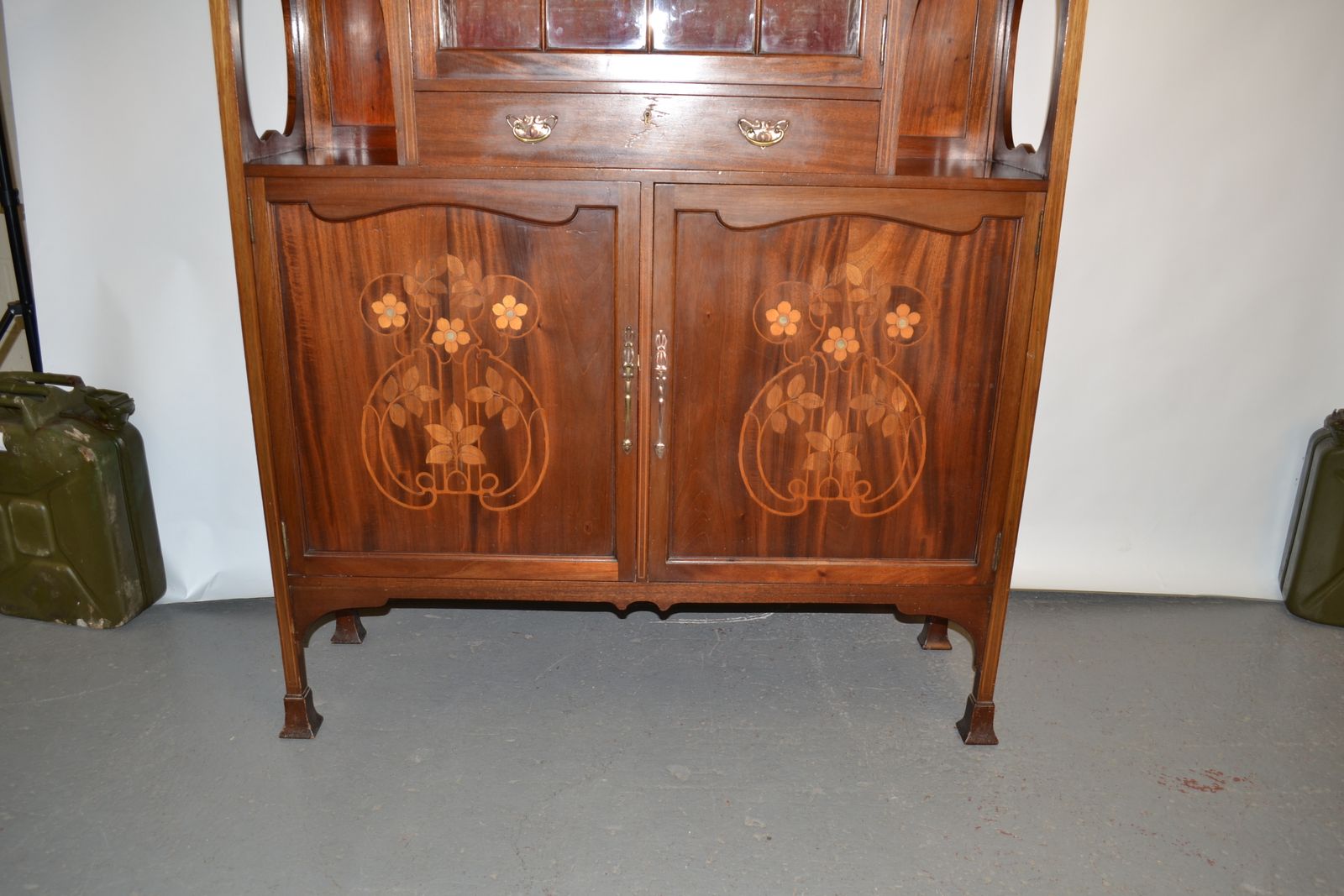 An Exceptional Early 19th Century Mahogany And  Floral Inlaid Inlaid Art Nouveau Display Cabinet photo 795.0