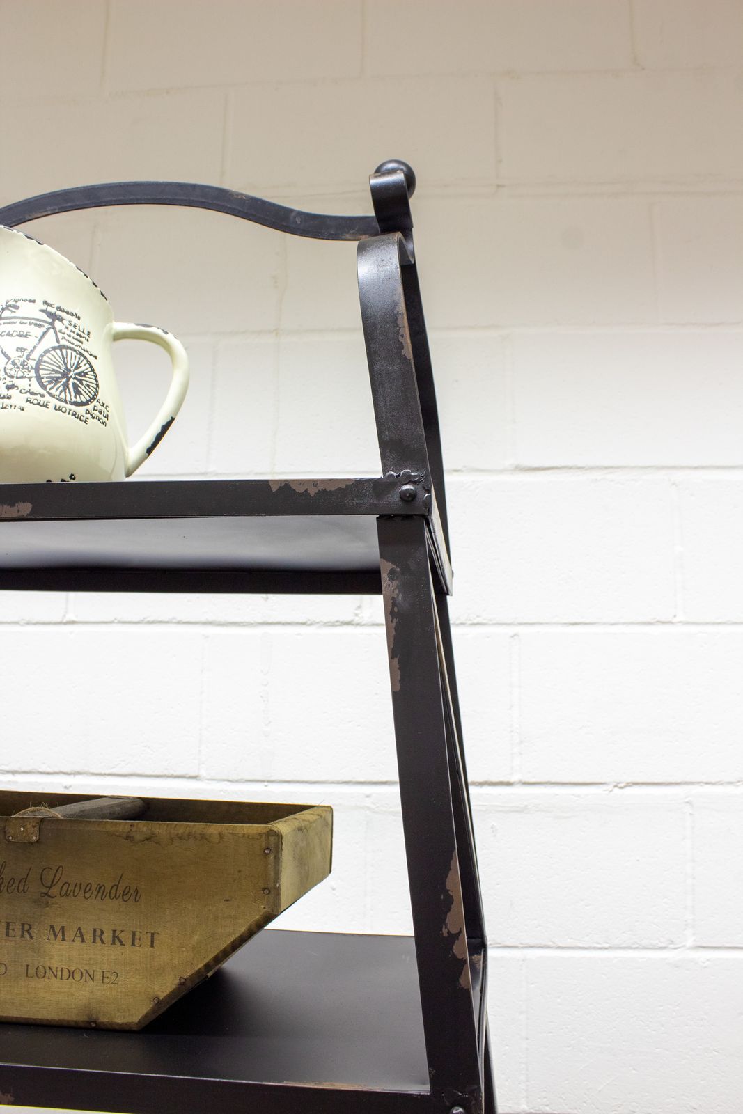 Black Industrial Style Shabby Chic Metal Freestanding Shelf Unit photo Furniture