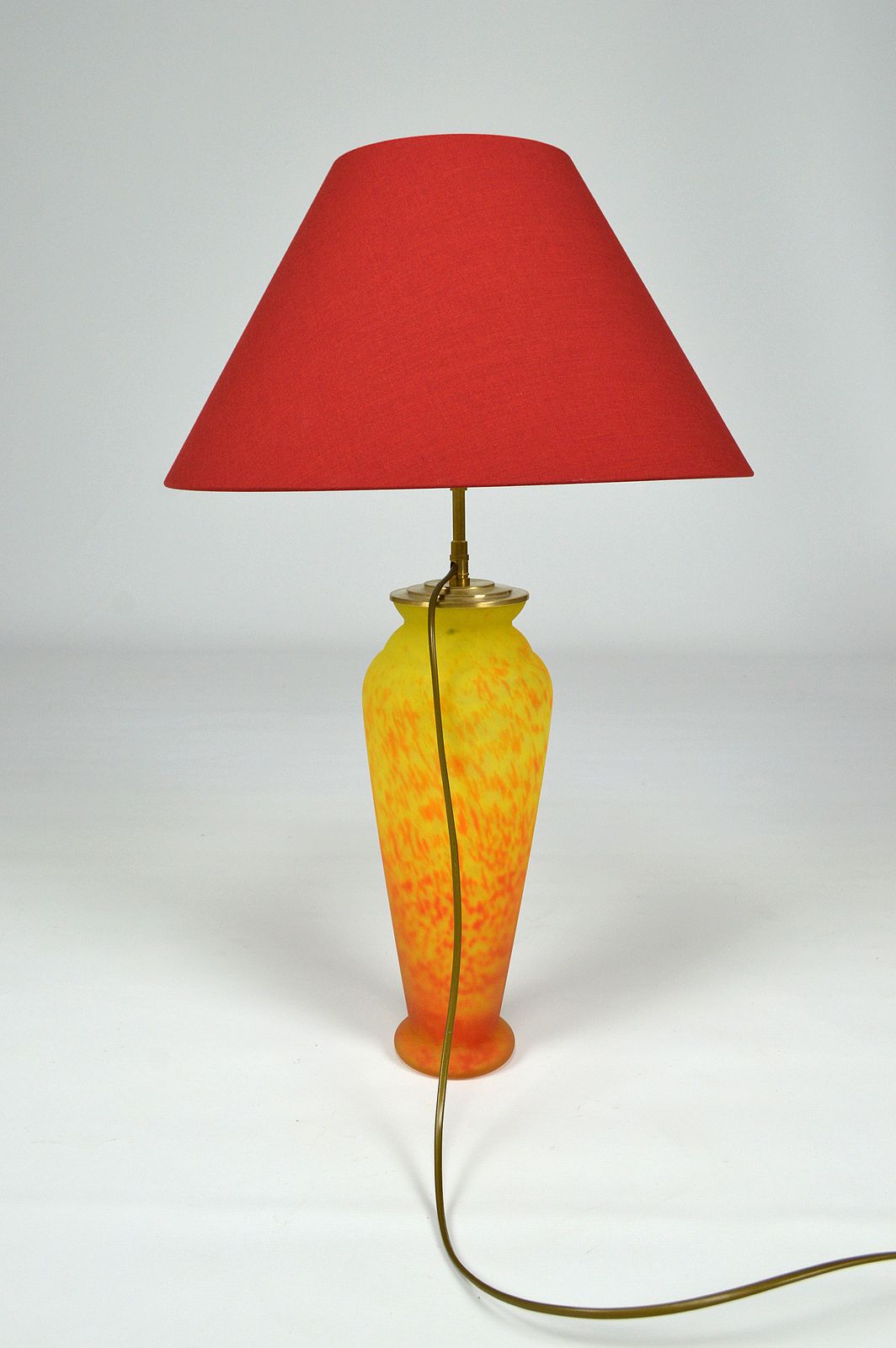 Art Nouveau Style, Art Glass Vase Mounted As Lamp photo for sale