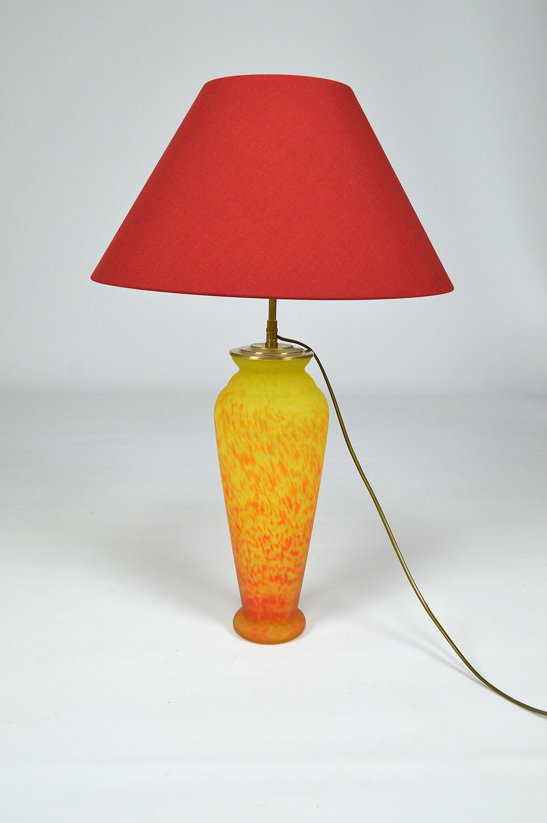 photo furniture Art Nouveau Style, Art Glass Vase Mounted As Lamp
